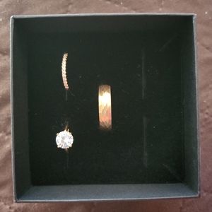 Wedding ring set 925 sterling silver gold plated.